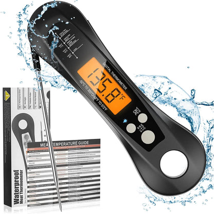 BEYCED Instant Read Digital Meat Thermometer,IP67 Waterproof Grill Thermometer with Magnet,Foldable Probe,Acklight,Calibration,Fast & Precise Reading for Kitchen,Cooking,BBQ,Candy,Beef,Turkey
