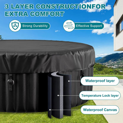 73" X 73" X 25" Inflatable Hot Tub for 4-6 Person Square, 240 Gallon Large Portable Hottub Spa with 130 Bubble Air Jets, Blow Up Spa Bathtub with LED Control Panel, 2 Filter, Temperature up to 104° F