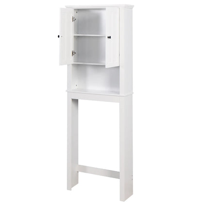 Ktaxon 67"H Over The Toilet Storage, Bathroom Space Saver, Bathroom Cabinet with Double Door & Adjustable Shelves, White