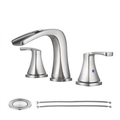 PARLOS Waterfall Widespread Two Handles Bathroom Sink Faucet , Polished Chrome