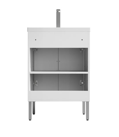 Tennant Brand 24" Modern White Bathroom Vanity with White Acrylic Top