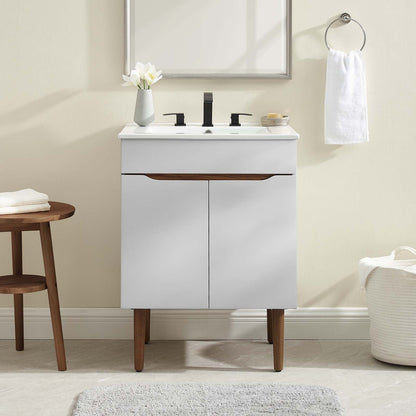 Modway Harvest 24" Bathroom Vanity Cabinet (Sink Basin Not Included) in Gray Walnut