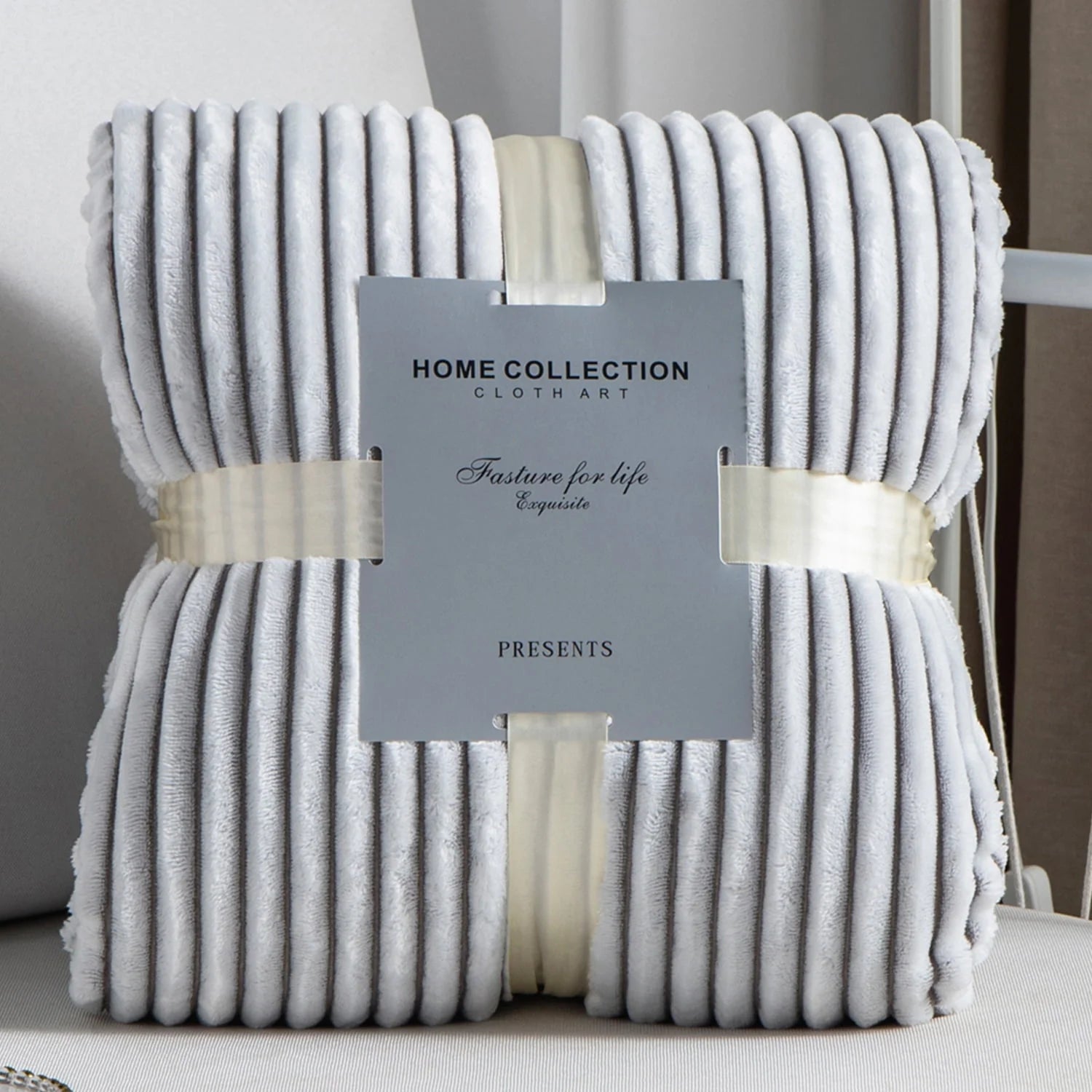 DISSA Sherpa Fleece Blanket Soft Grey and White Throw Blanket Cozy Plush Blankets for Couch Sofa Bed,51"x63"