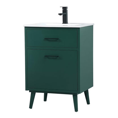 Elegant Decor Boise 24" Solid Wood and MDF Bathroom Vanity in Blue