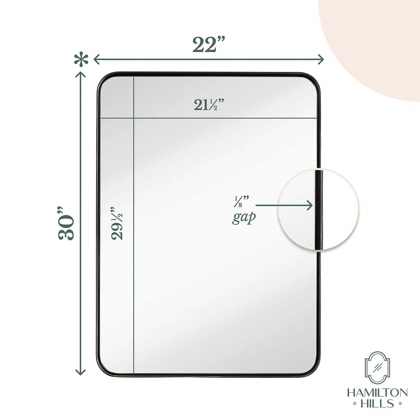 Hamilton Hills 22x30 inch Metal Black Frame Mirror for Bathroom