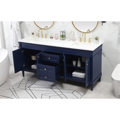Elegant Kitchen and Bath 72 Inch Double Bathroom Vanity In Blue