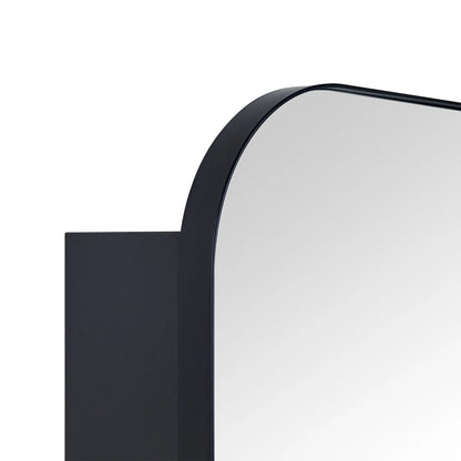 TEHOME Black Rectangle Long Recessed and Surface Mount Stainless Steel Metal Framed Rounded Rectangular Bathroom Cabinet with Mirror 20x40''