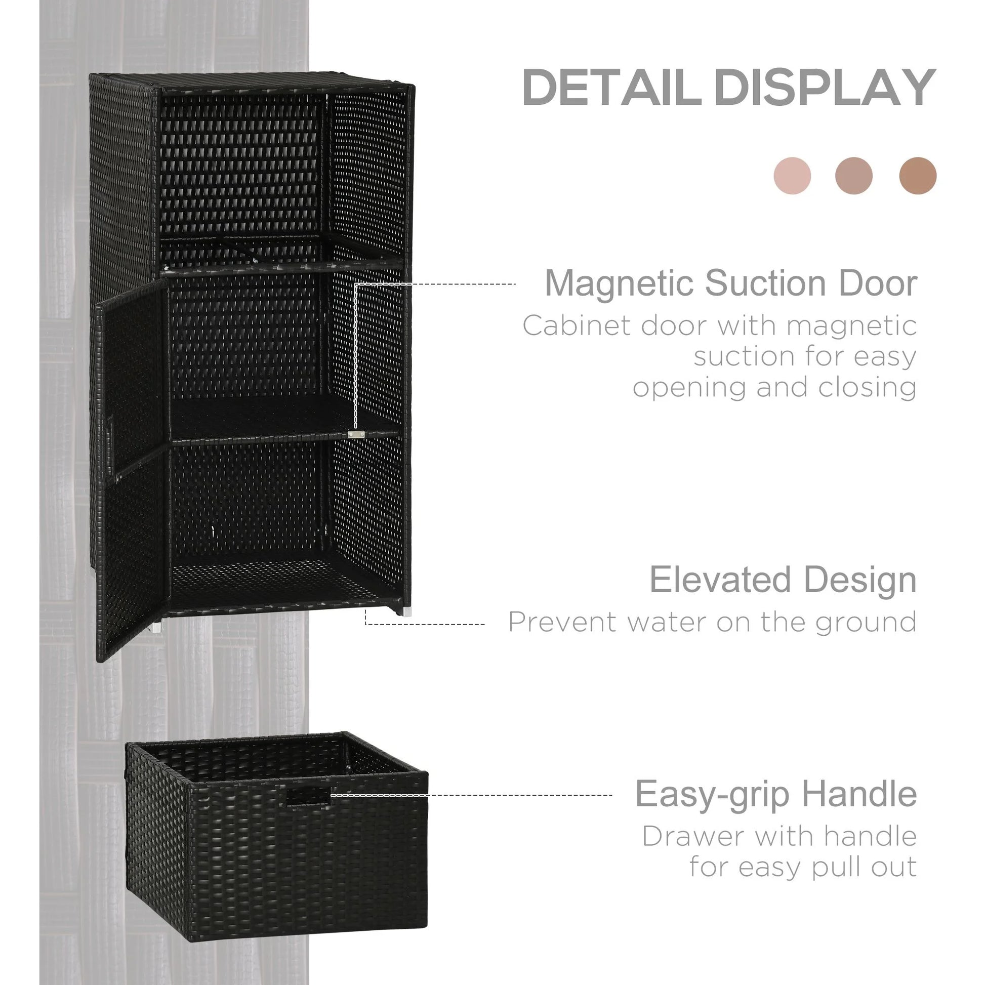 Outsunny Towel Rack & Pool Toy Cabinet/Hot Tub Accessory Storage, Waterproof PE Rattan Cabinet & Drawer for Indoor, Outdoor Swimming Pool, Brown