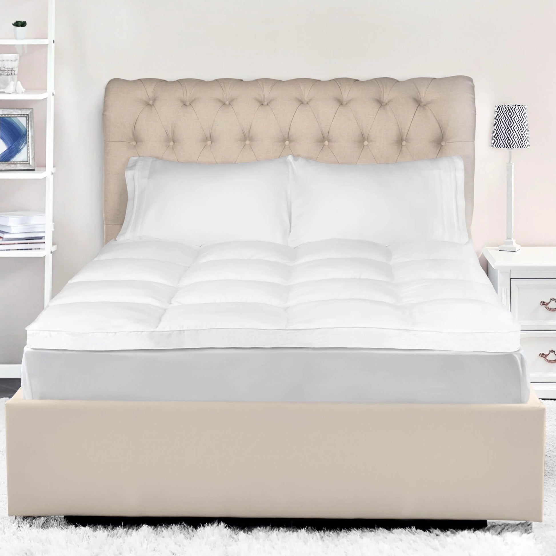 BNM Down Alternative 2 Inch Mattress Topper, King, White
