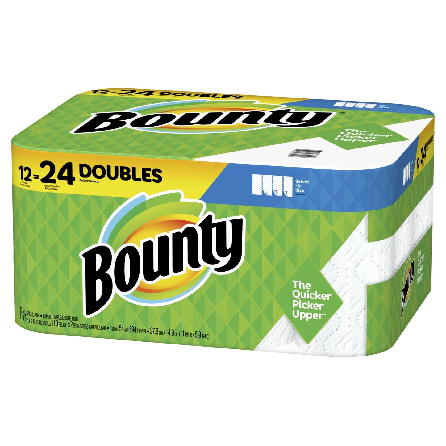 Bounty Select-A-Size Paper Towels, White, 12 Double Rolls