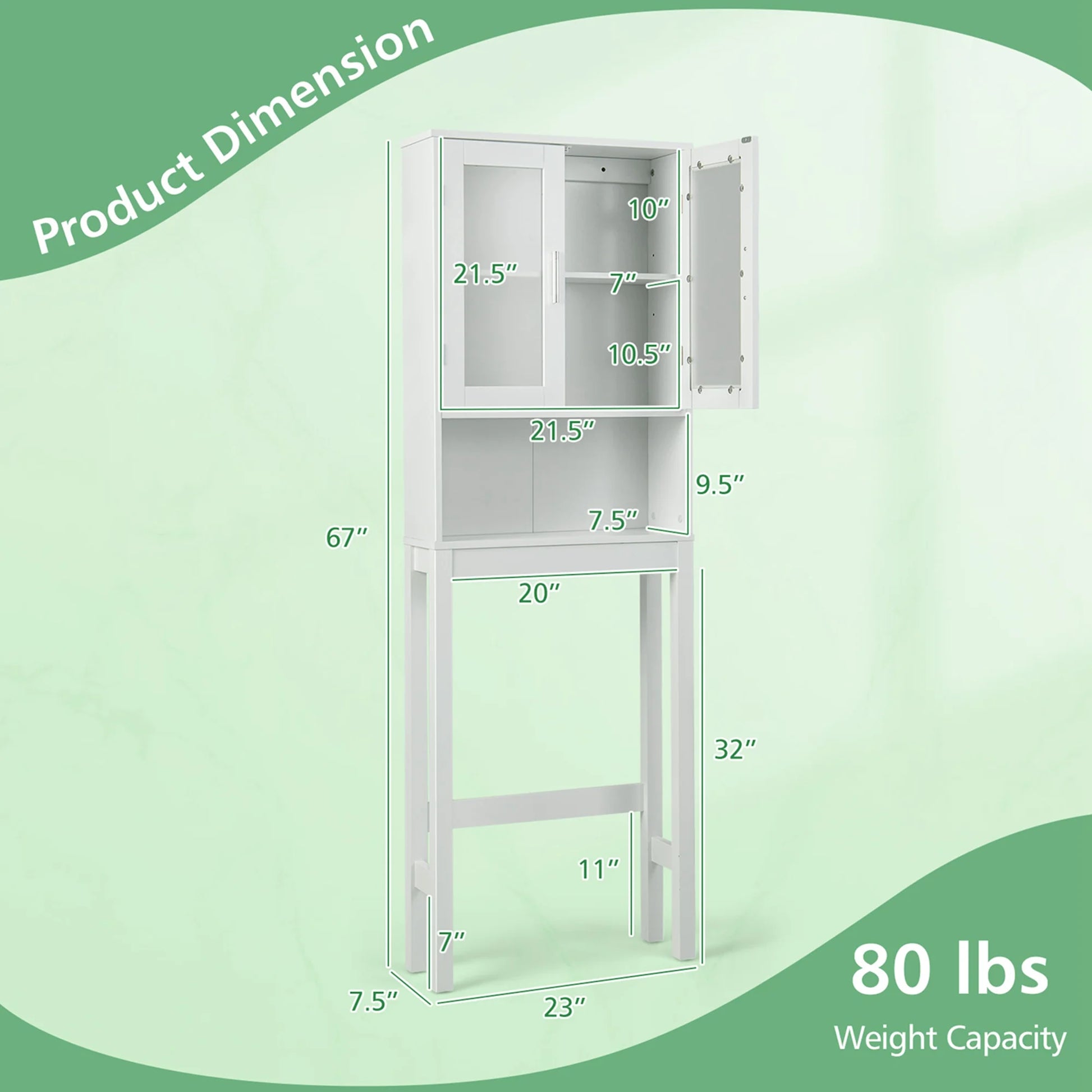 Costway Wooden Over The Toilet Storage Cabinet Spacesaver Organizer Bathroom Tower Rack