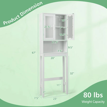 Costway Wooden Over The Toilet Storage Cabinet Spacesaver Organizer Bathroom Tower Rack