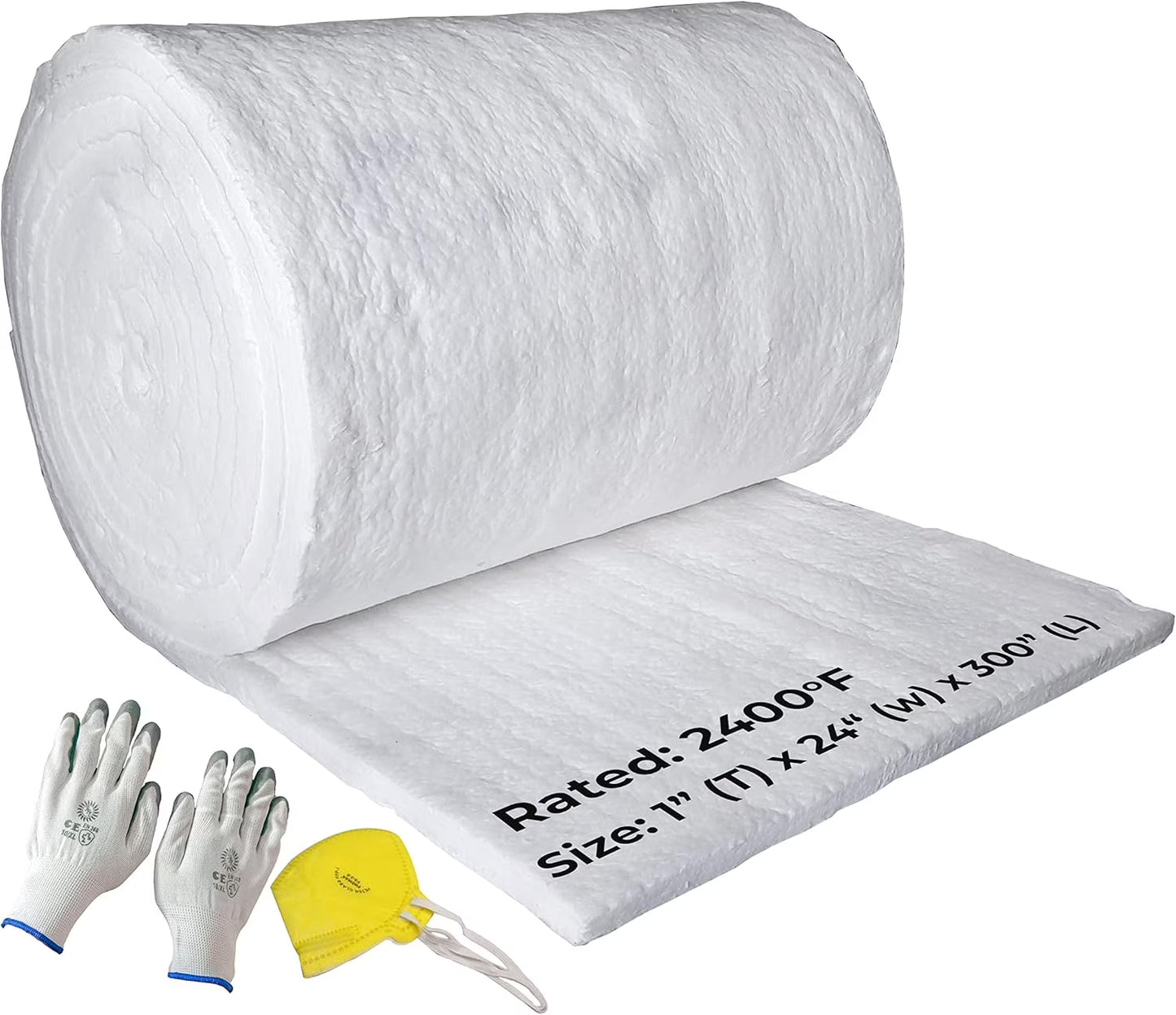 Simond Store Ceramic Fiber Insulation Roll, 2400F - 1"X24"X25', High Density Fireproof Insulation Blanket for Forge