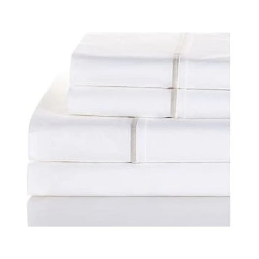 MELANGE HOME Percale Single Marrow Embroidery Bed Sheet Set & Pillowcase Pair