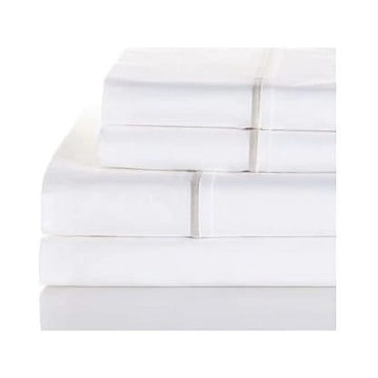 MELANGE HOME Percale Single Marrow Embroidery Bed Sheet Set & Pillowcase Pair
