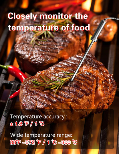 BFOUR Wireless Meat Thermometer, Bluetooth Meat Thermometer with 3 Probes, LCD Thermometer for Grilling Smoker