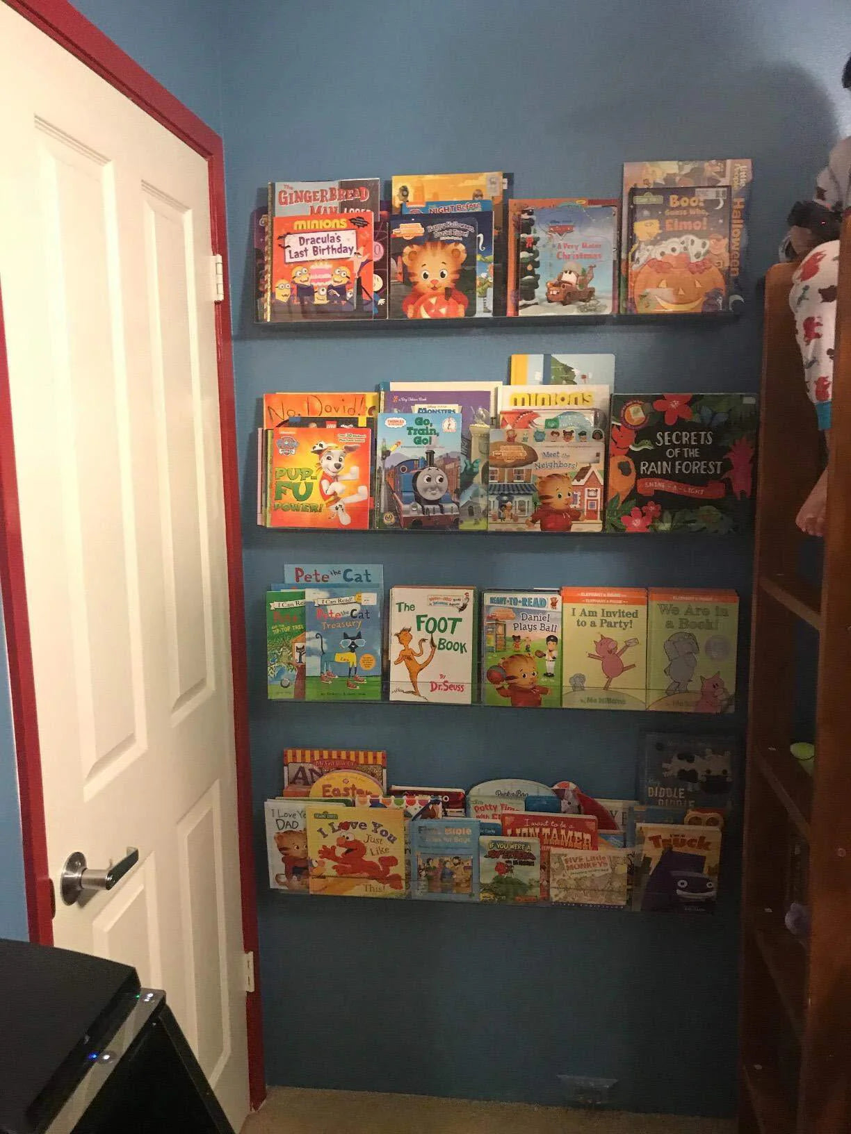 NIUBEE 2 -Packs Kids Acrylic Floating Bookshelf 36 Inch, Christmas Decor, Clear Bathroom Wall Floating Shelves, Invisible Wall Bookshelves Ledge Book Shelf, 50% Thicker with Free Screwdriver