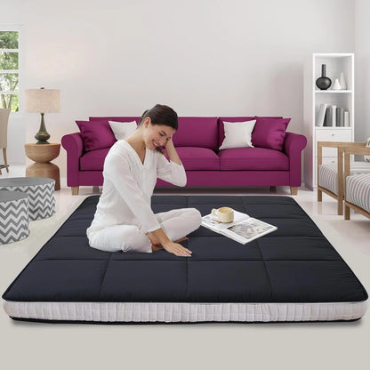 Lilypelle Japanese Floor Mattress Futon Mattress, Thicken Tatami Mat Sleeping Pad Mat Foldable Roll Up Mattress Boys Girls Dormitory Mattress Pad Kids Floor Lounger Bed and Sofas, Coffee, Full Size
