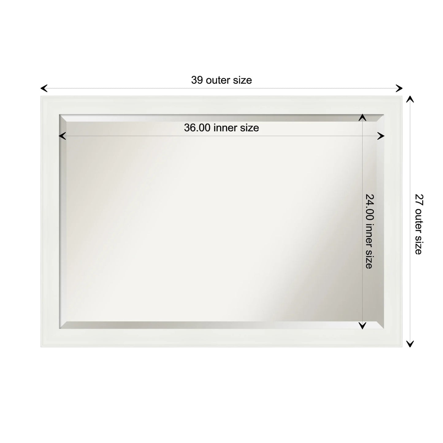 Vanity White Narrow Beveled Wood Bathroom Wall Mirror
