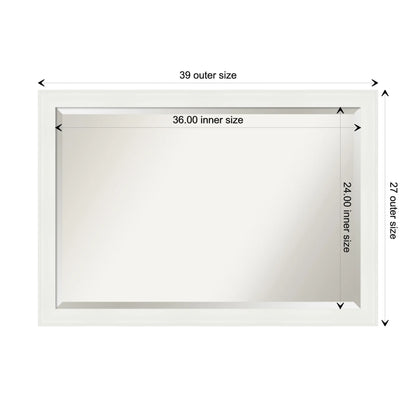 Vanity White Narrow Beveled Wood Bathroom Wall Mirror