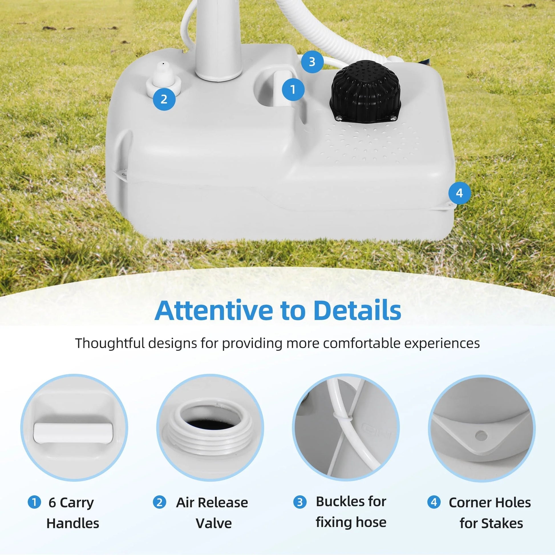 Portable Sink Camping Hand Washing Station with 17 L Wash Basin Stand, Rolling Wheels, Soap Dispenser, Towel Holder, for Outdoor, Travel, Boat, Gather, Garden, Worksite, White