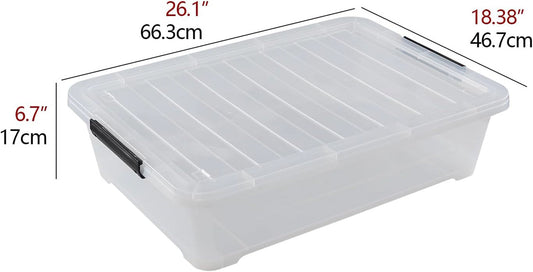 Esdiplot 3-Pack 40 L Clear Underbed Storage Container, Plastic Containers with Lids and Wheels, Under Bed Storage Bin for Cloths, Bedding, Books, Diapers, Shoes and Duvets