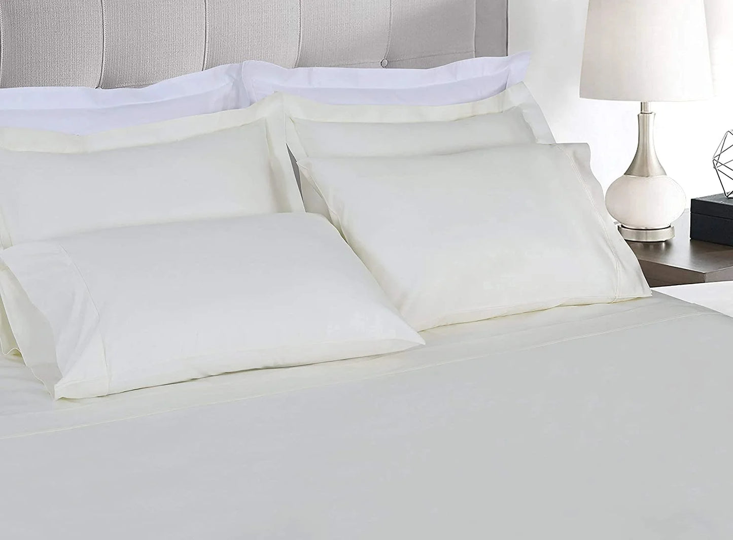 Threadmill Home Linen Luxury Supima Cotton 4-Piece 1200 Thread Count Bed Sheet Set, Full, Deep Pocket, Off-White Solid