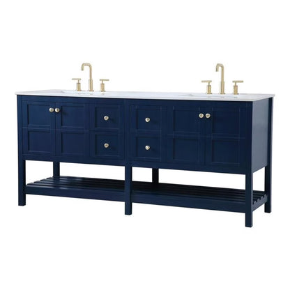 Elegant Decor Theo 72" Steel and Solid Wood Double Bathroom Vanity in Gray