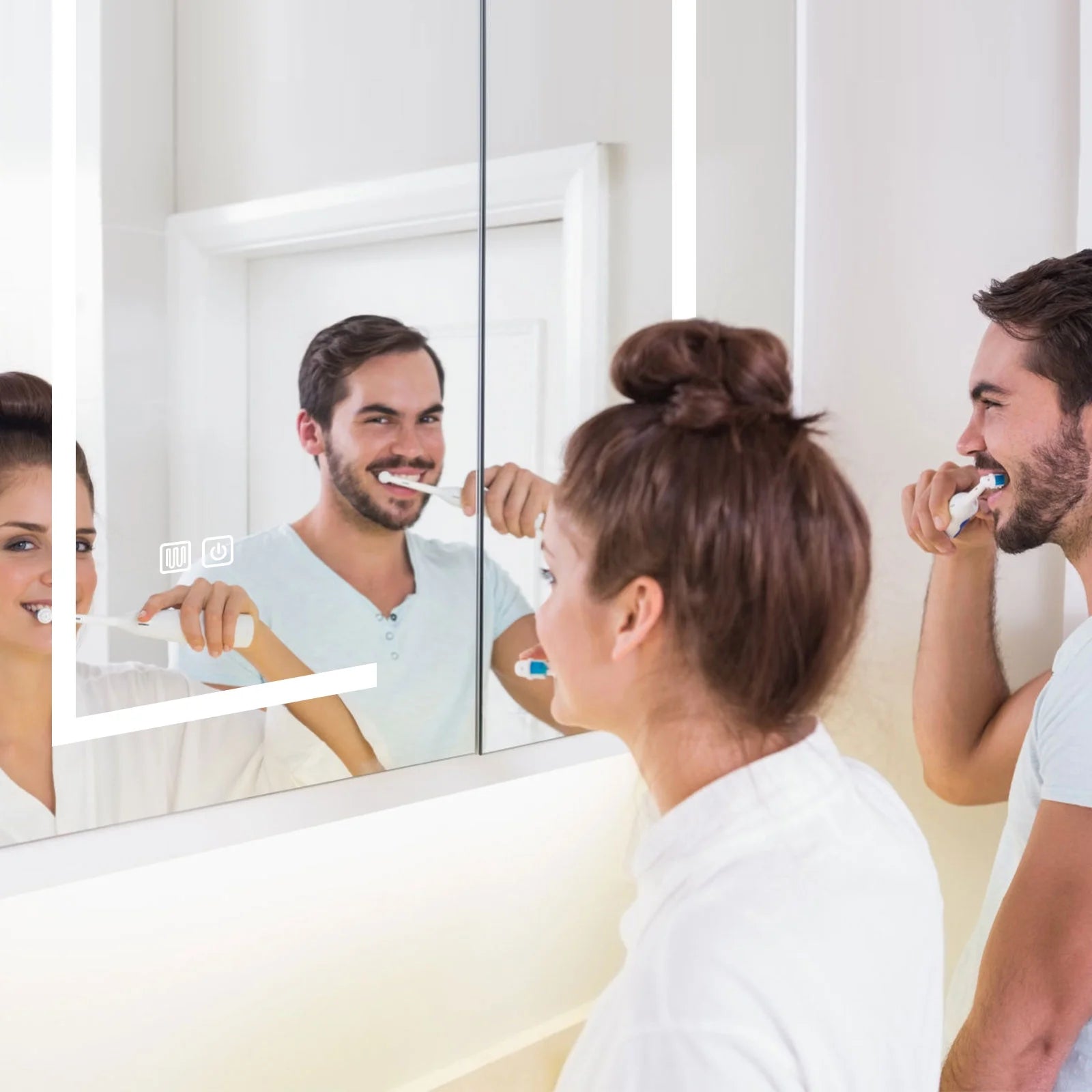 Led Medicine Cabinets for Bathroom with Mirror Lighted Mirror Cabinet with Defogger Surface Mount Bathroom Vanity Medicine Cabinet with Storage 23.7X 25.6Inch