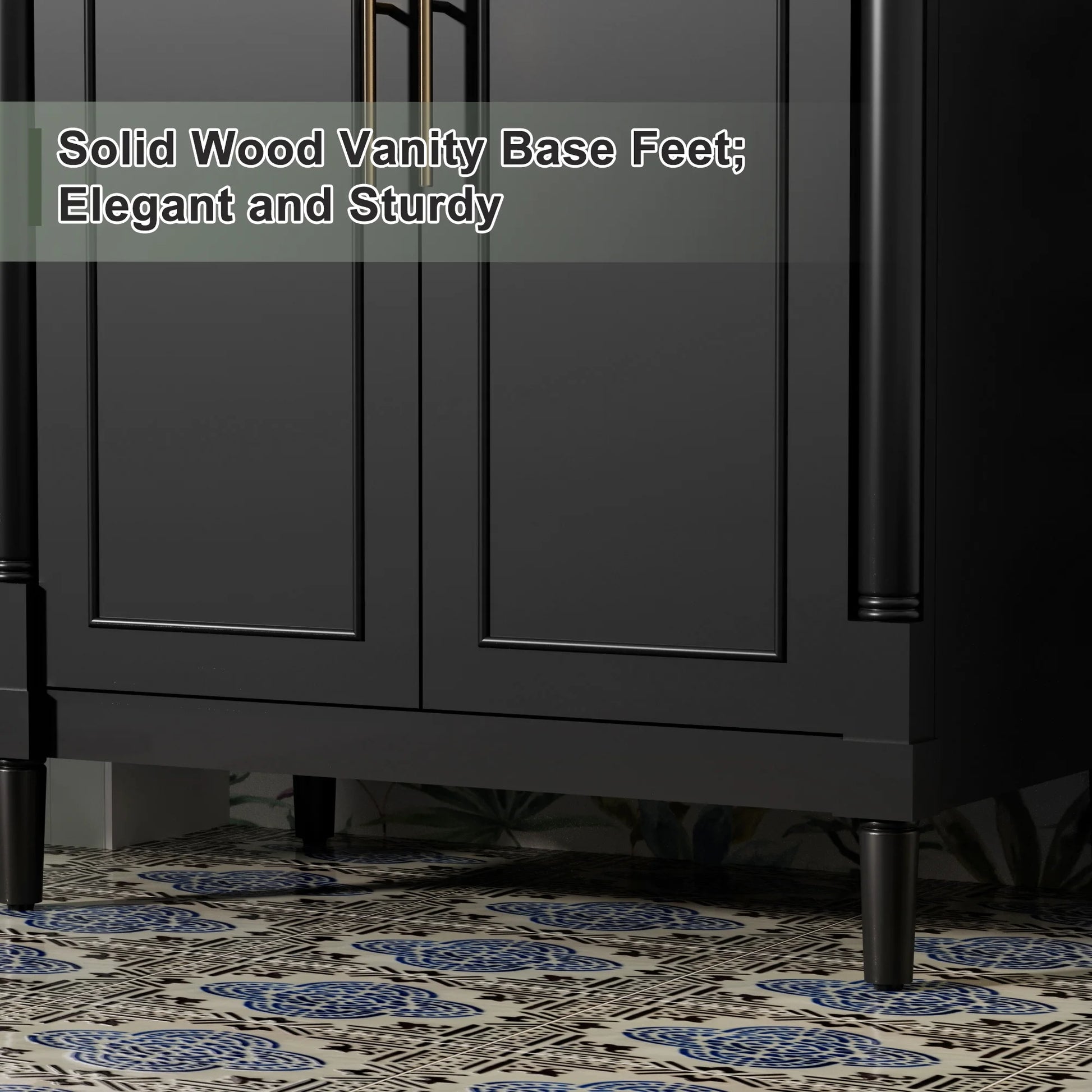 30" Freestanding Bathroom Vanity with Ceramic Sink Top, Faucet, Classic Tapered legs