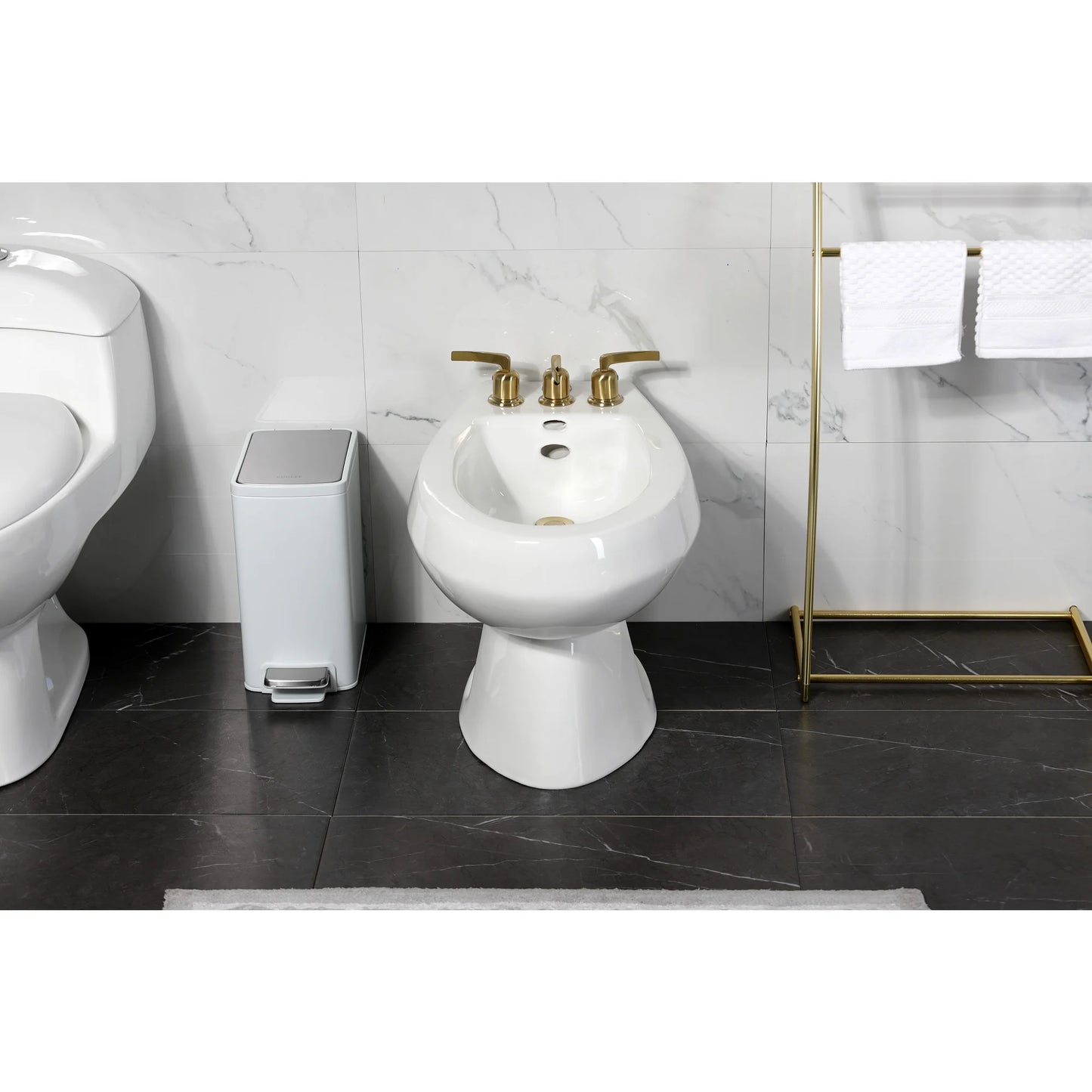 Kingston Brass KB6327EFL Centurion Three-Handle Bidet Faucet with Brass Pop-Up, Brushed Brass