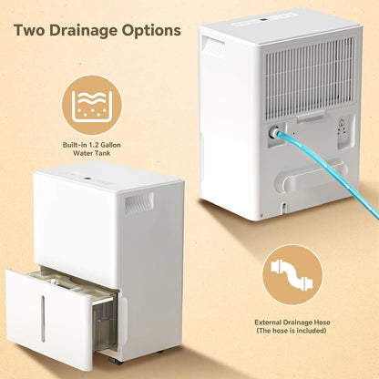 KISSAIR 22-Pint Dehumidifier, 3000 Sq. Ft Coverage Area Home Dehumidifier with Timer Continuous & Dry Mode, 4.8L Water Tank, Dehumidifier for Basement/Bathroom