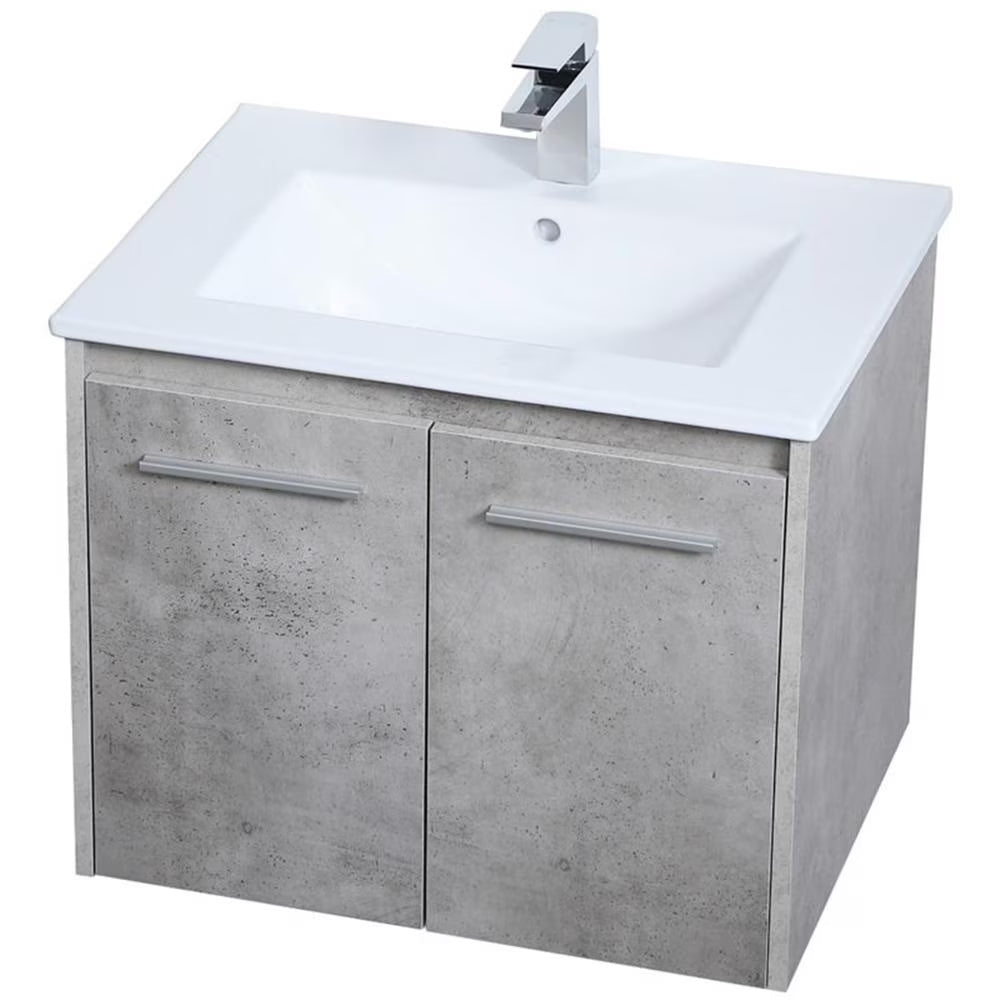 24 inch Single Bathroom Floating Vanity in Walnut Brown
