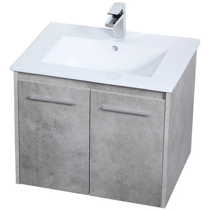 24 inch Single Bathroom Floating Vanity in Walnut Brown