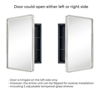 TEHOME Farmhouse Recessed Metal Bathroom Medicine Cabinets with Mirror 24" x 16" - Rubbed Bronze