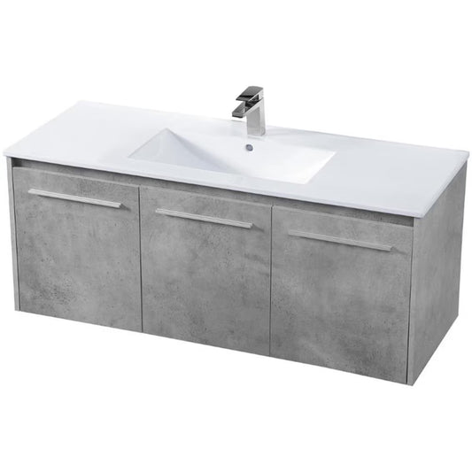 Elegant Kitchen and Bath 48 Inch Single Bathroom Floating Vanity In Concrete Grey