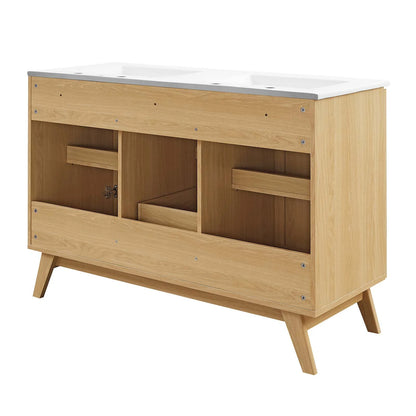 Modway Soma 48°?Double Sink Bathroom Vanity in Oak White