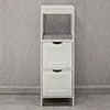 Sesslife Small Bathroom Floor Storage Cabinet, Free Standing Kitchen Cupboard Wooden Cabinet with 1 Door, White