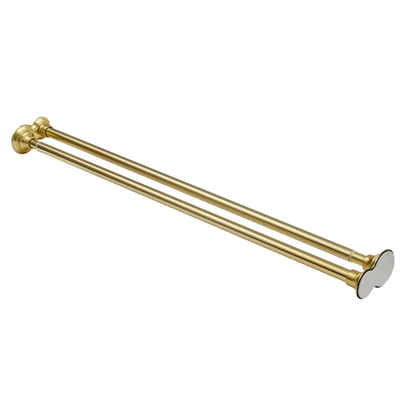 Utopia Alley Adjustable 72-In Double Shower Curtain Tension Rods - Rust-Proof Aluminum with Rubber End Cap, Easy Installation - Extendable, No Drilling, With Shower Liner and Hooks, Gold