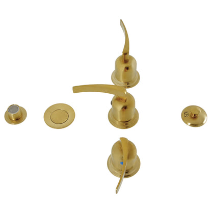 Kingston Brass KB6327EFL Centurion Three-Handle Bidet Faucet with Brass Pop-Up, Brushed Brass