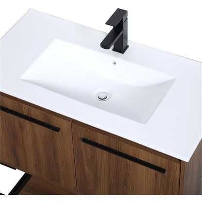 Elegant Kitchen and Bath 36 Inch Single Bathroom Vanity In Walnut Brown