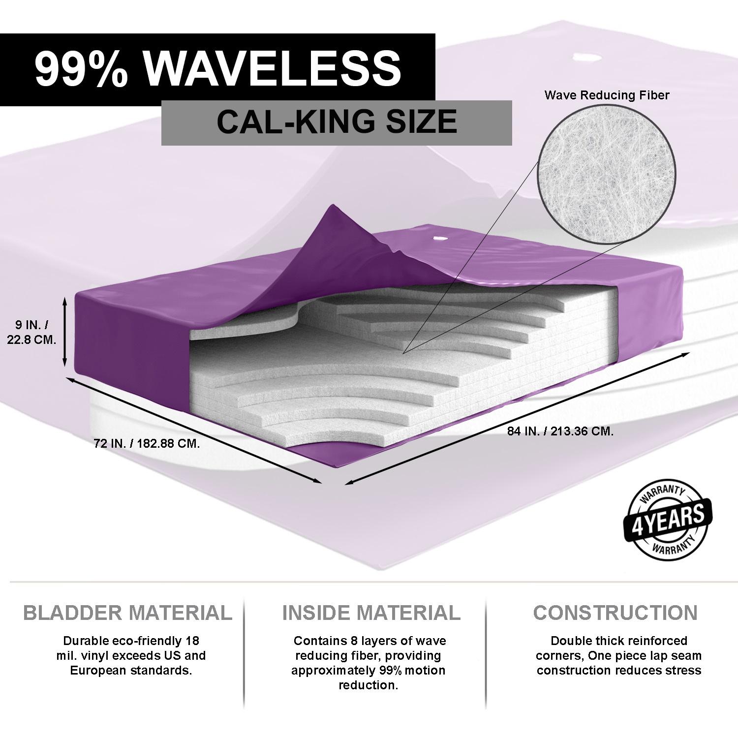The Bedroom Store 99% Waveless Hardside Waterbed Mattress Bundle with Eight Wave Reducing Fiber Layers, Liner, Fill/Drain Kit & Conditioner, Frame Not Included, Size Super Single