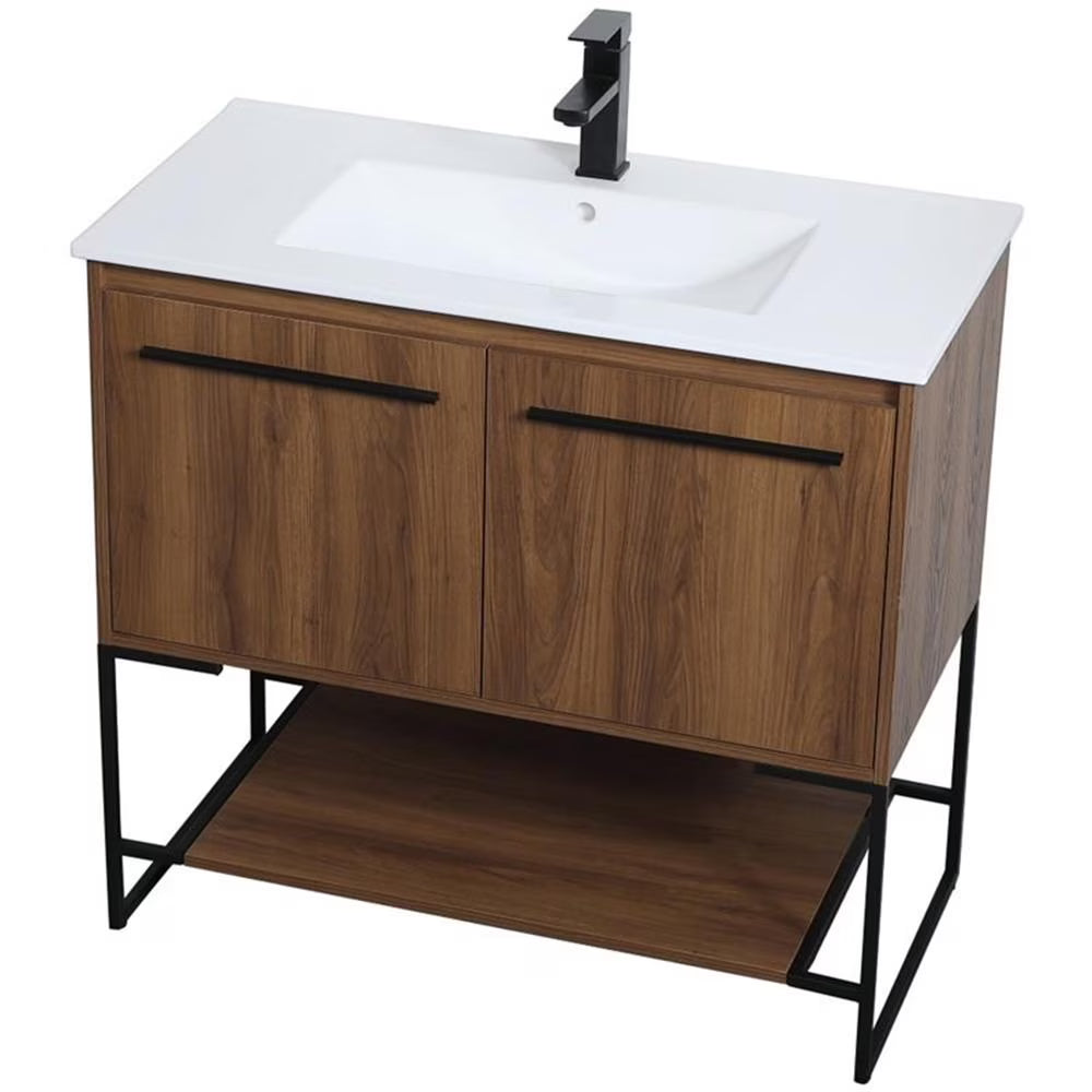 Elegant Kitchen and Bath 36 Inch Single Bathroom Vanity In Walnut Brown