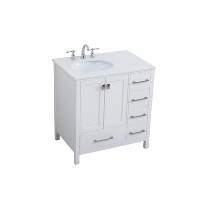Elegant Decor Irene 32" Solid Wood and Stone Single Bathroom Vanity in White