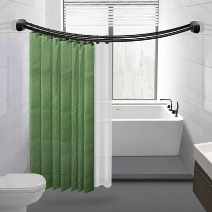 Utopia Alley Rustproof Wall Mounted Aluminum Double Curved Shower Curtain Rod, Screw Mount Rod, Secure Than Tension, Adjustable Shower Rod from 45" to 72", Includes shower liner & hooks (Black)