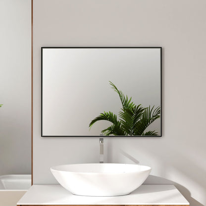 Organnice Rectangular Mirror Modern Black Frame Bathroom Vanity Mirror Clean Glass 60"L*28"W