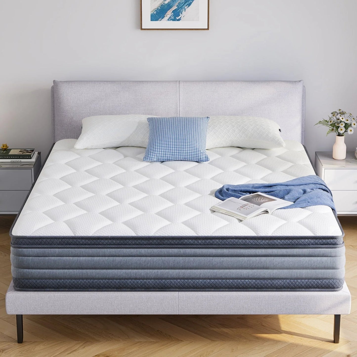 King Size Mattress, Madinog 12" Hybrid Gel Memory Foam Individually Pocket Innerspring Mattress, King