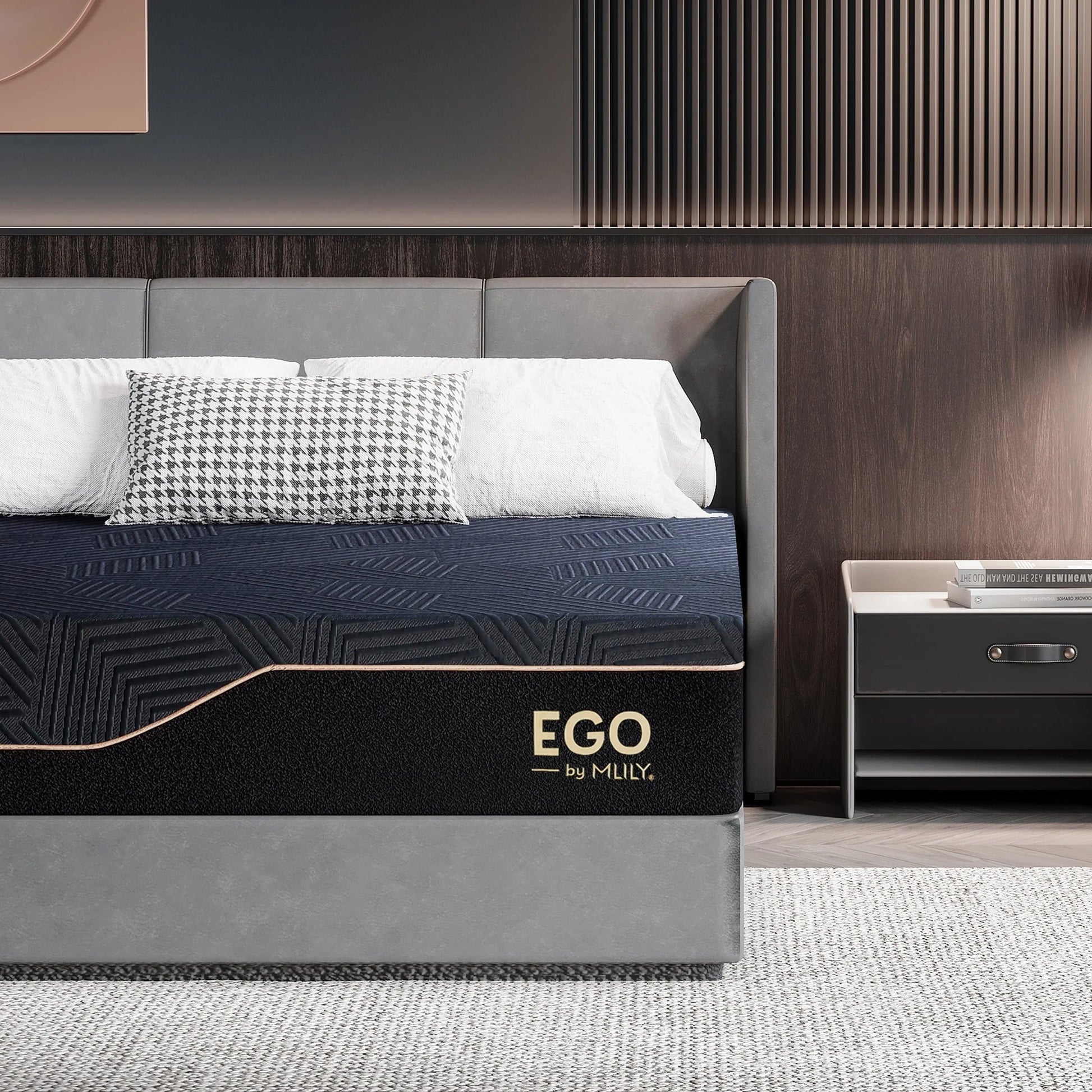 MLILY Ego Black 14 inch Queen Mattress, Cooling Gel Memory Foam Mattress in a box, Queen, Medium