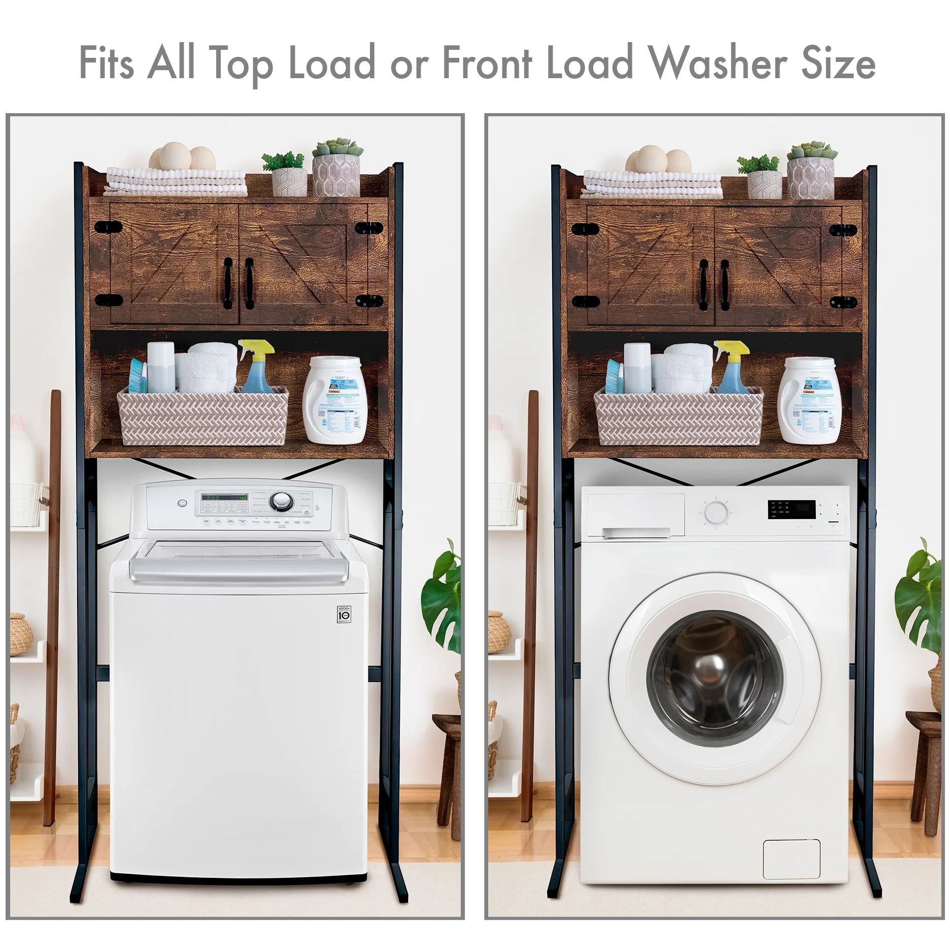 Stephan Roberts Over The Toilet Bathroom and Laundry Organizer and Storage Rack Height Adjustable Shelf, Wood