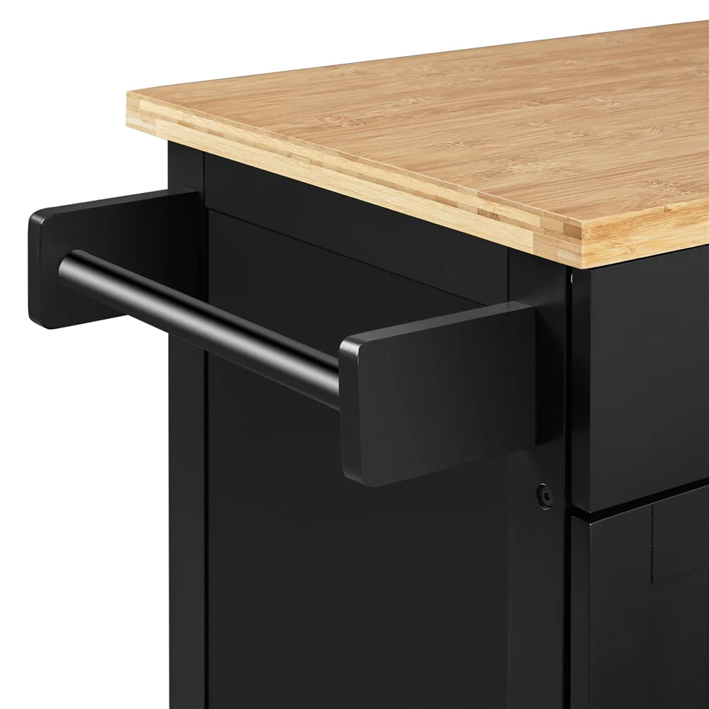 Yaheetech Kitchen Island Cart with Spice Rack Storage Rolling Kitchen Cart with Towel Rack & Drawer for Dining Rooms Kitchens, Black